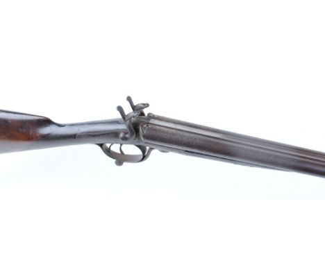 12 bore Pinfire by Charles Brooks, Swansea, 29¾ ins damascus barrels, scroll engraved back action locks and hammers, rotary u