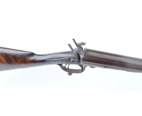 12 bore Pinfire by W Roberts, London, 29½ ins damascus barrels, scroll and border engraved back action locks and hammers, (sc