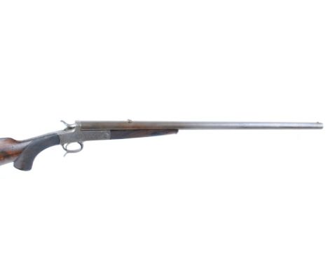 .295 hammer Rook Rifle by J. Dixon & Son, Edinburgh, 25 ins barrel, blade and leaf sights, engine turned action with push for