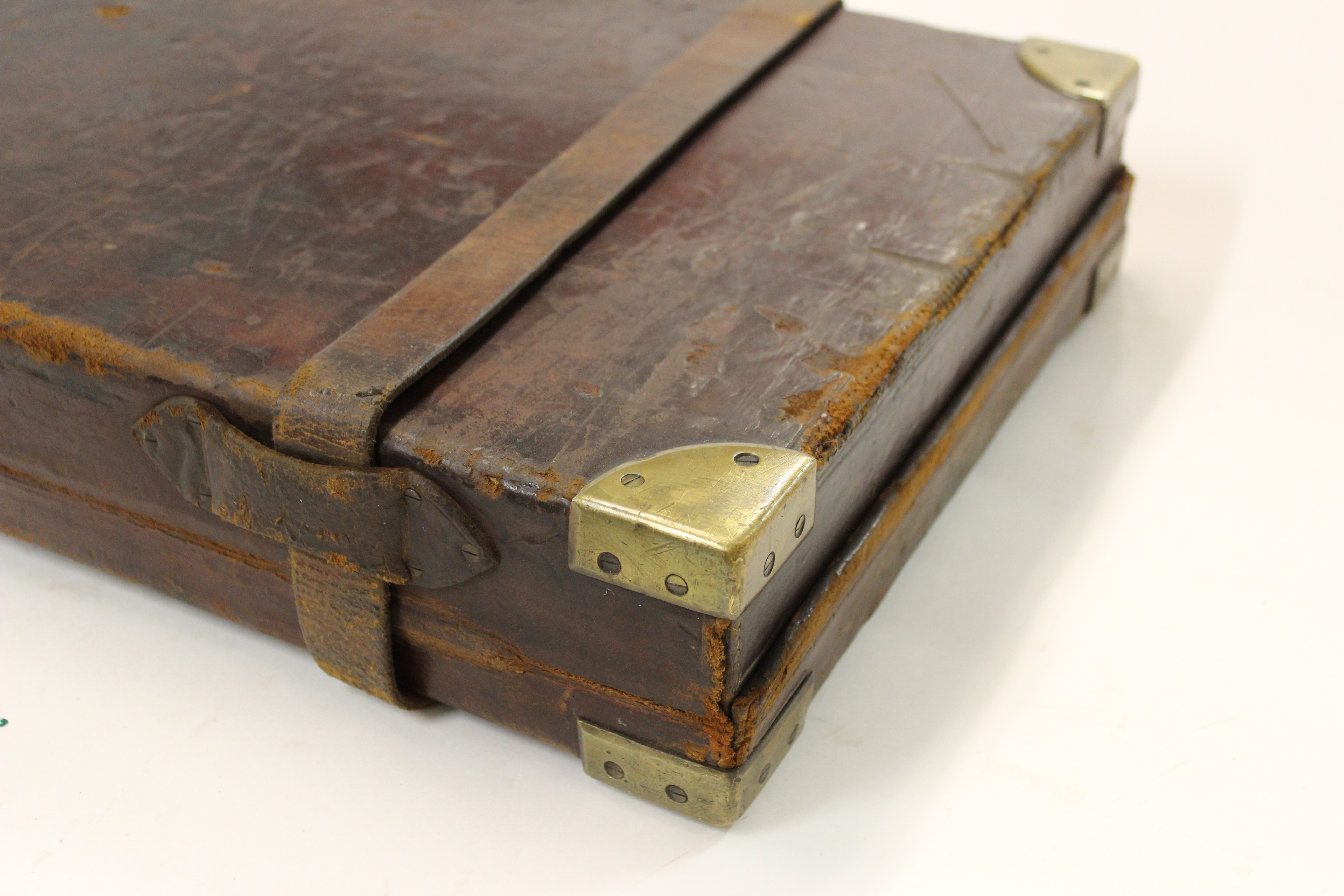 Oak and leather double gun case fitted for 28 ins barrels with Joseph