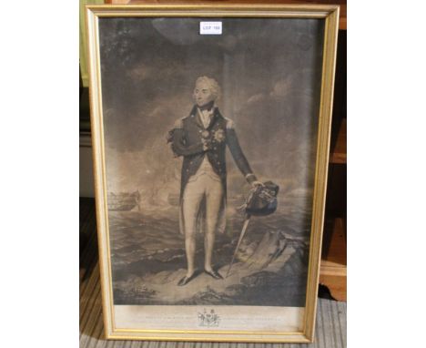 Framed Mezzotint engraving of Admiral Lord Nelson by William Barnard 1774-1849, after L F Abbott 1760-1802