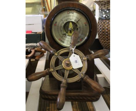 Hand crafted vintage nautical Milford Guild 1950's ships wheel barometer