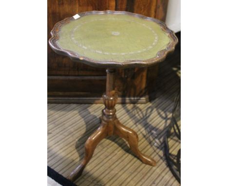 Tripod wine table with green leather inset