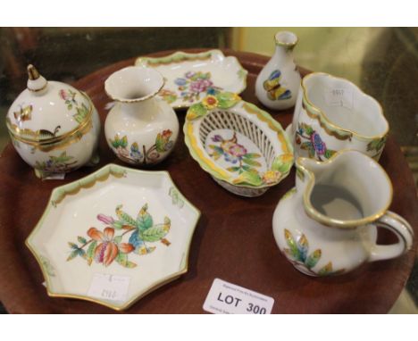 A collection of eight Herend porcelain items, including a lidded pot, basket weave item, cream jug etc (8) /&nbsp;no chips or