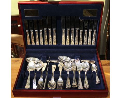 A canteen of Viners plated Kings Pattern cutlery Condition: one dinner knife missing, only six teaspoons, one ladle (may have