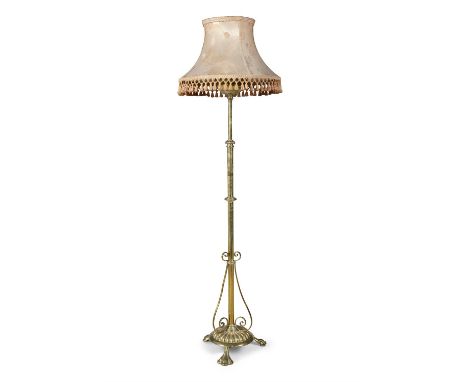 A VICTORIAN BRASS STANDARD OIL LAMP, converted to electricity. 144cms high