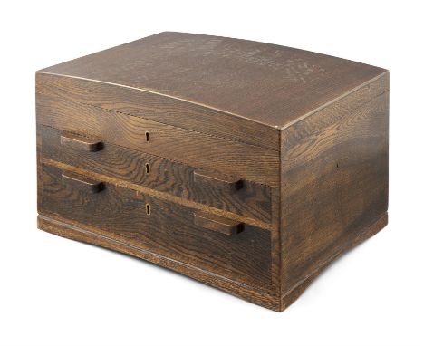 AN OAK CASED CANTEEN OF SILVER PLATED CUTLERY, by Mappin &amp; Webb of London, c.1930s, the three compartment oak case with h