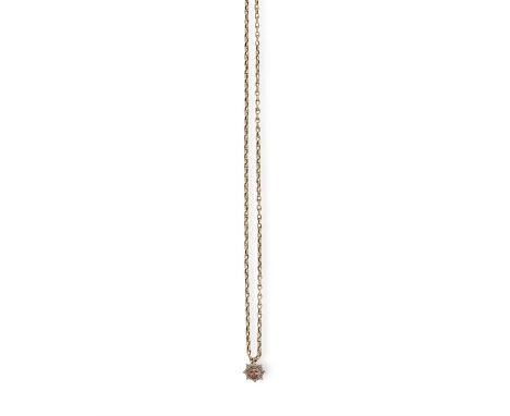 A 9K GOLD CHAIN WITH ENAMEL AND DIAMOND REGIMENT PENDANT, chain in 9K gold, length 54cmCondition Report:  Total gross weight 