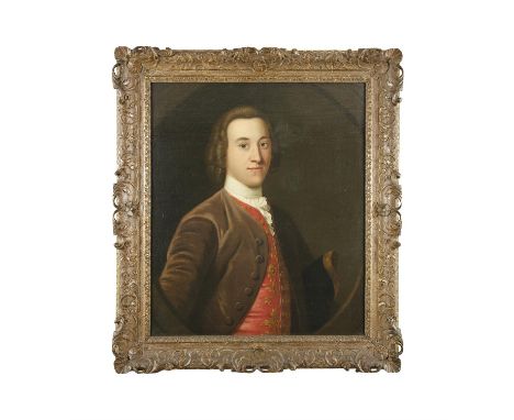 ENGLISH SCHOOL 18TH CENTURY Portrait of a gentleman Half-length, oil on canvas, within in feigned oval, 73 x 62cm In period c