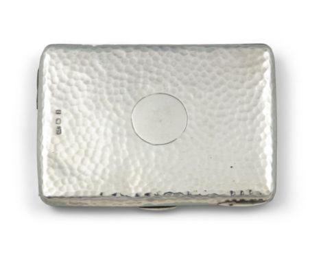 A VICTORIAN SILVER SPOT-HAMMERED CARD CASE, Birmingham, lacking date letter, mark of George Unite, the interior with leather 