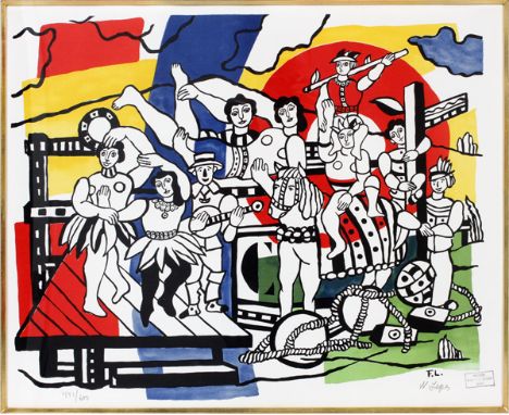 AFTER FERNAND LEGER (FR 1881-1955), MUSÉE LEGER PUBLISHED LITHOGRAPH ON PAPER, 1953, "LA MUSÉE LEGER STAMP; IMAGE: H 20", W 2