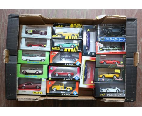 Collection of various boxed car models - to include Revel Ford Mustang, Corvette zr, Dodge Viper, Solido Chevrolet Camaro, Mu