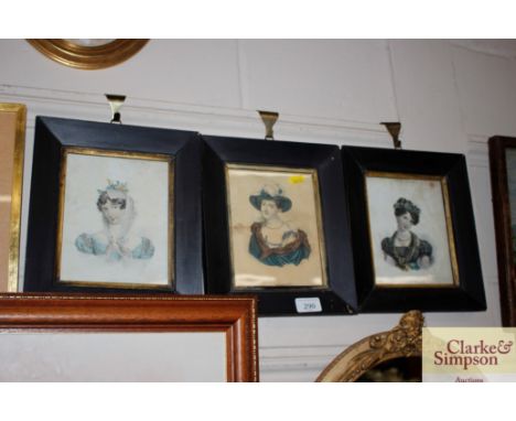 Three coloured portrait prints