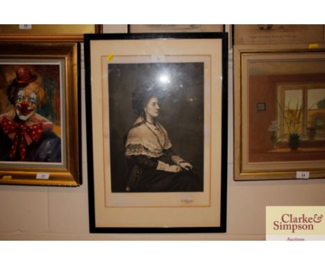 A framed and glazed Victorian portrait print signed Gibbs bottom right