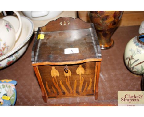 An Art Nouveau poker work decorated table top chest