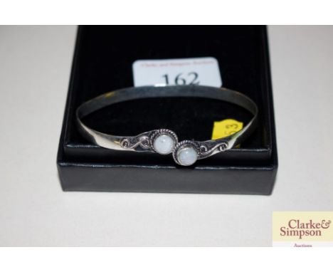 A silver and opaline set bangle 