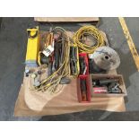 Pallet of Hammers, twist drills, cables, Rod oven
