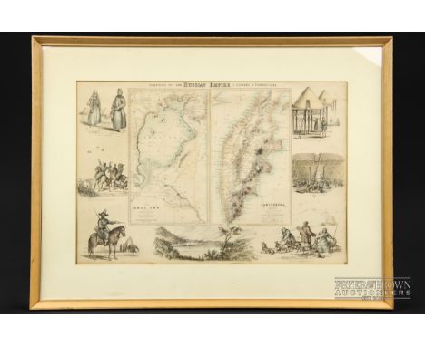 'Portions of the Russian Empire in Eastern &amp; Western Asia', framed bookplate map, 'The Aral Sea according to Khanikoff' a
