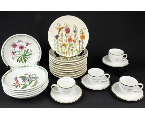 'The Queen's Golden Jubilee 1952-2002', set of four cups & saucers, white with gilt edging; ten Italian plates decorated with