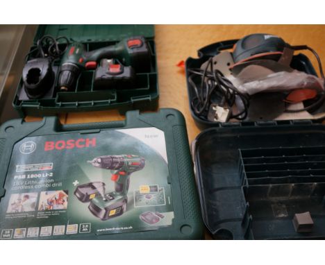 2 Bosch cordless drills & mouse sander (All untested)