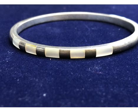 Silver & mother of pearl bangle