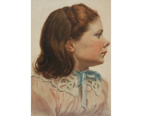 WILLIAM NORTHWOOD (LATE 19TH CENTURY) - Portrait of a young woman, bust length, watercolour, signed and dated 1893, inscribed