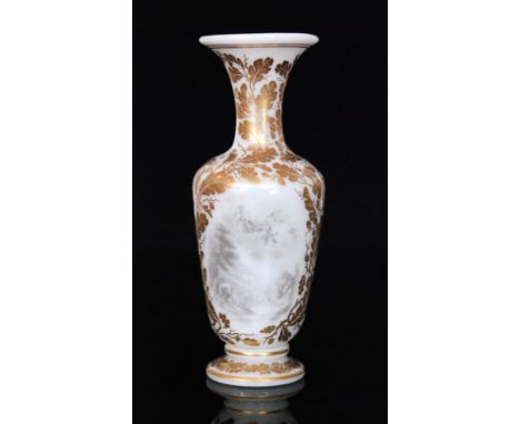 A large 19th Century Richardsons glass vase of footed, shouldered ovoid form with flared collar neck, decorated with a centra