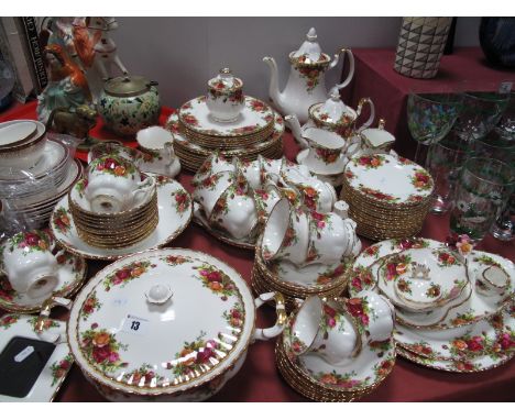 Royal Albert 'Old Country Roses' Dinner and Teaware, comprising:- 8 dinner plates, 6 side plates, 17 tea plates, 11 dessert b