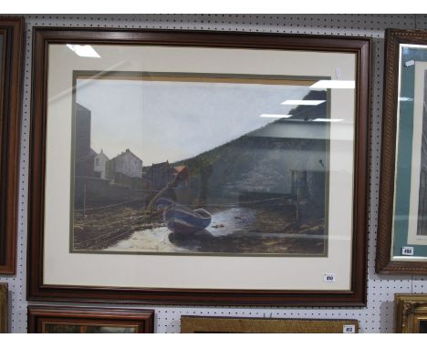 Paul Morgan Clarke, (Wearside Artist) Staithes, North Yorkshire, watercolour details verso 47 x 67cm