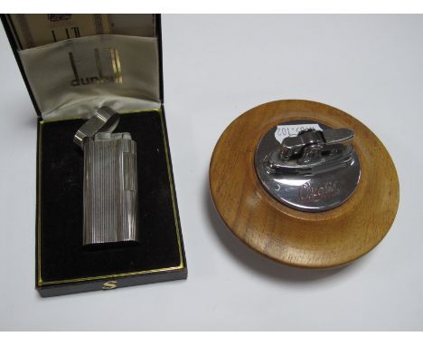 Dunhill; A Vintage Cigarette Lighter, stamped "Dunhill 20 Microns", inscribed to top "P. Wolstenholme", in original box; toge