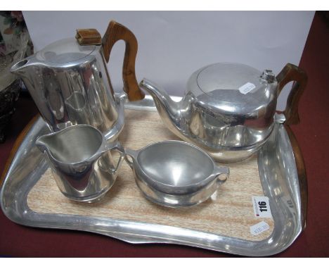 A Vintage Picquot Ware Four Piece Tea Set, on original tray.