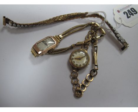 Summit: A 9ct Gold Cased Ladies Wristwatch, the (discoloured) signed dial with Arabic markers within plain case (lacking wind