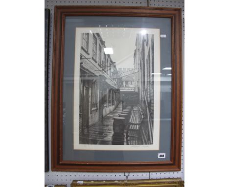 Stuart Walton (Leeds Artist) Whitelock's Pub, Leeds limited edition black &amp; white print of 250 signed, 45 x 30cm.
