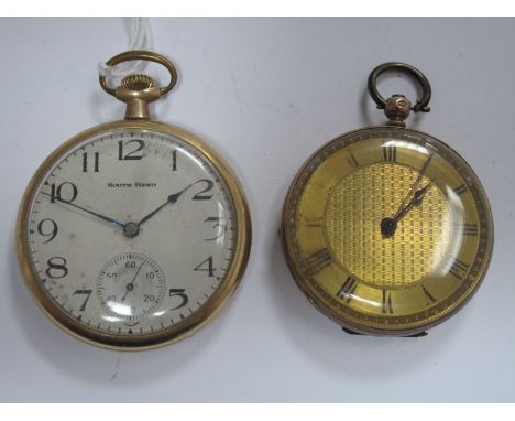South Bend; An American Open Face Pocketwatch, the signed dial with black Arabic numerals and second subsidiary dial, the mov