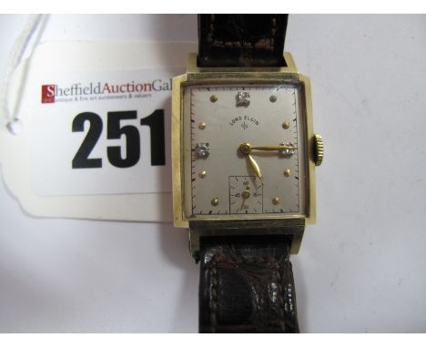 Lord Elgin; A Vintage Art Deco Style Wristwatch, the signed dial with dot markers and seconds subsidiary dial, the movement s