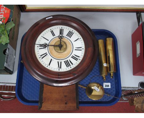 Lovejoy of Wimbledon Circular Cased Wall Clock, circa 1900 having twin weights and alarm facility.