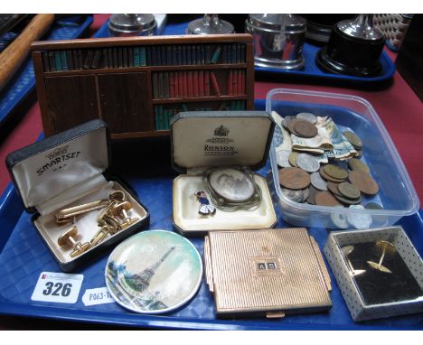 A Mixed Lot of Assorted Items, including; Gent's cufflinks and tie slide, vintage brooch, a "Stratton Birmingham" sailor enam