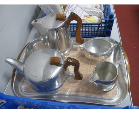 A Vintage Picquot Ware Four Piece Tea Set, on original tray.