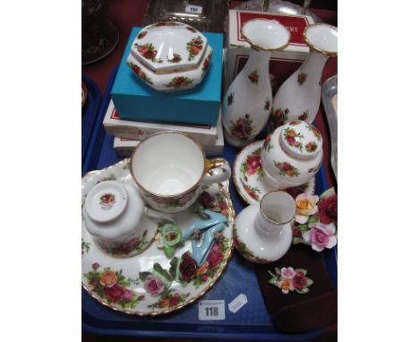 Royal Albert 'Old Country Roses' Photo Frames, Vases, T.V. Cup and Saucers, Basket, etc, other ceramics:- One Tray