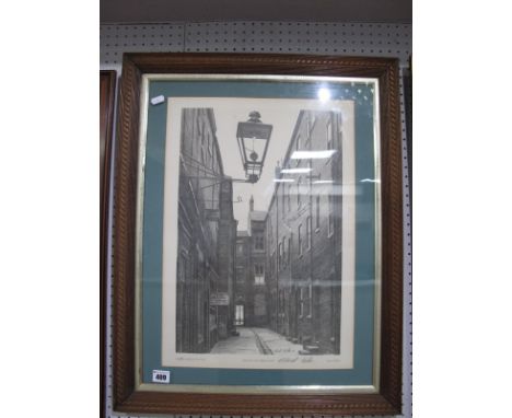 Stuart Walton (Leeds Artist) Dodsworth Court, Briggate, Leeds, limited edition black &amp; white print of 250 signed, 45 x 30