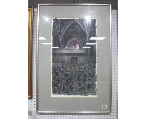 Pamela Scott 'Cathedral' limited edition of 25 screen print, graphite signed and dated 1974 lower right, 49.5 x 28.5cm.