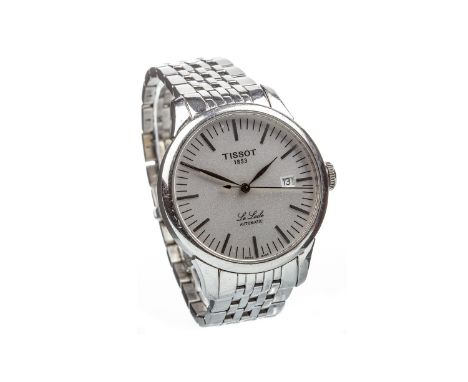 GENTLEMAN'S TISSOT LE LOCLE STAINLESS STEEL AUTOMATIC WRIST WATCH, the round silver coloured dial with baton hour markers, da
