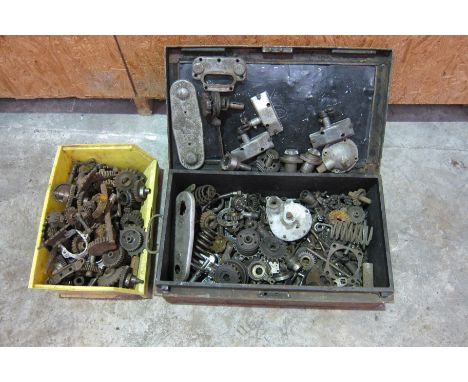 An autojumblers lotincluding bevel gears, Vintage steering damper, camshafts, and assorted engine and gearbox parts, conditio