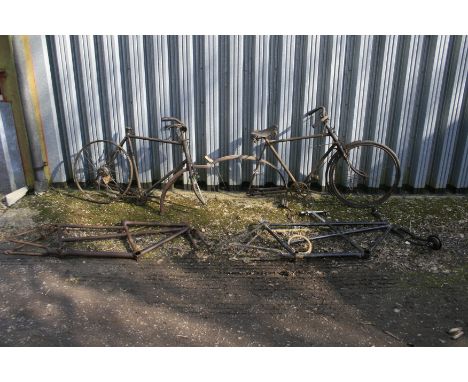 Assorted Bicycle and Tandem frames,suitable for restoration or parts, both tandems with front forks, together with a rear whe