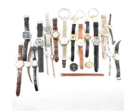 A collection of vintage and modern wristwatches. The mixed lot to include wristwatches with stainless steel, fabric, yellow t