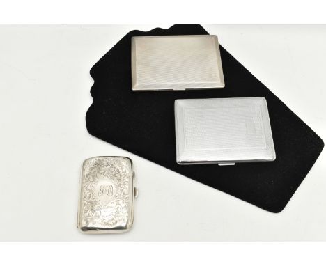 THREE CIGARETTE CASES, to include a MAPPIN &amp; WEBB silver case hallmarked 925 grade silver Birmingham 1960, sponsors mark 
