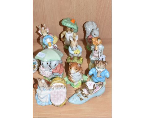 ELEVEN BESWICK BEATRIX POTTER FIGURES, comprising Foxy Whiskered Gentleman BP-2 backstamp, Tom Kitten BP-2, The Old Woman who