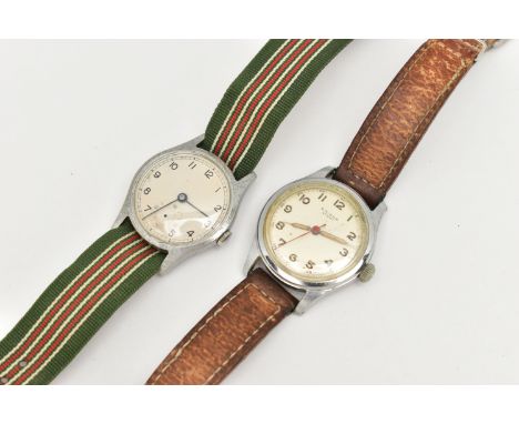 TWO GENTS WRISTWATCHES, to include a manual wind 'Encar Sport', with round silvered dial, Arabic numerals and luminescent han