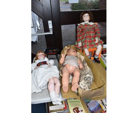 THREE VINTAGE DOLLS, to include 'Molly' doll by Dianna Effner 1995, back of the head has makers mark, porcelain mainly except
