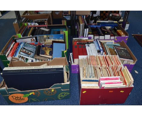 SIX BOXES OF BOOKS &amp; MAPS containing a large number of miscellaneous titles in hardback and paperback formats, subjects i